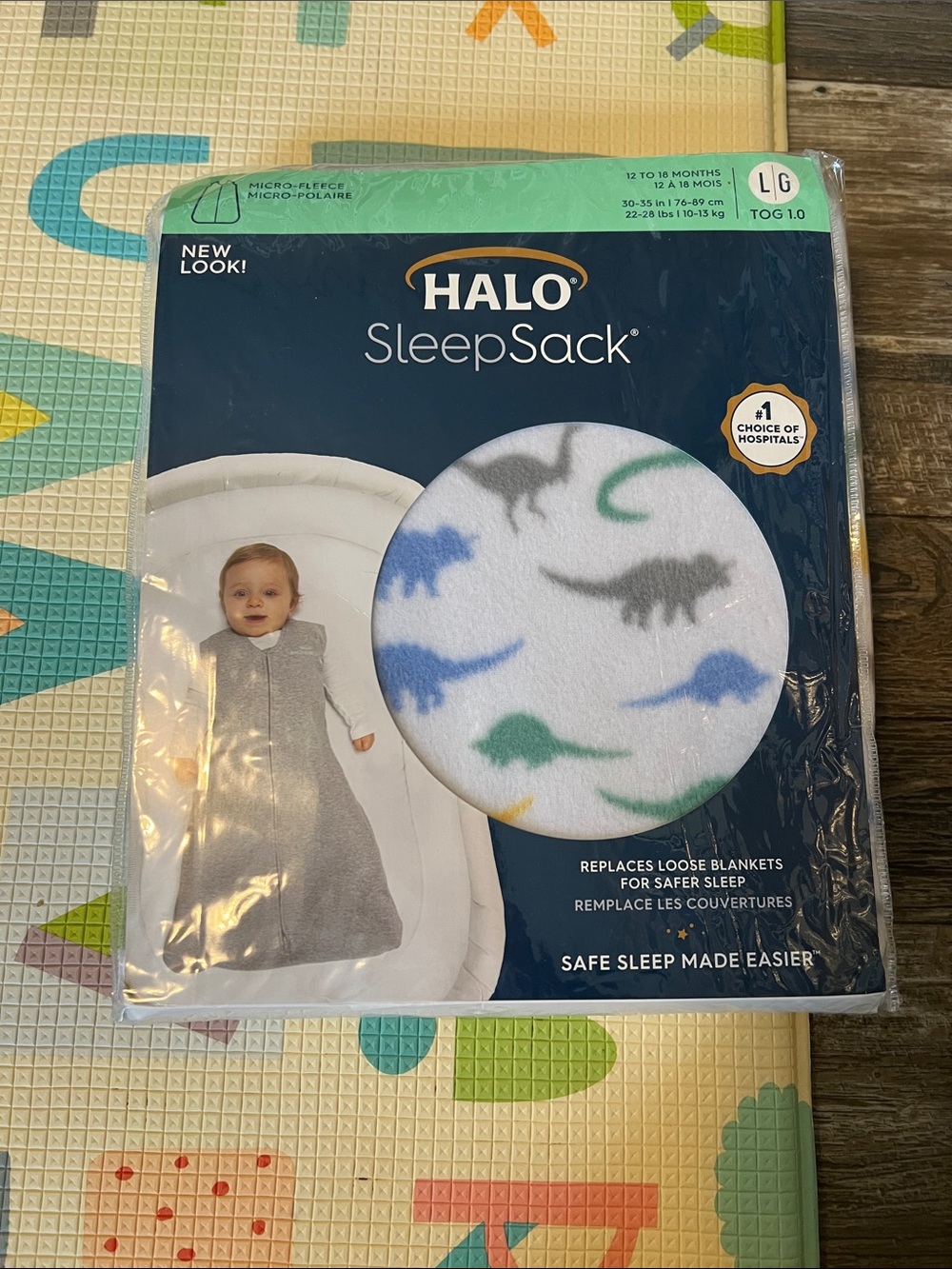 HALO SleepSack Baby Wearable Blanket with Dinosaur Print - White/Blue/Green/Gray